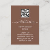 Mode Floral Brown Gold Logo QR Stylist Body Visitekaartje (Achterkant)