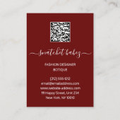 Mode Floral Burgundy Logo QR Stylist Body Visitekaartje (Achterkant)
