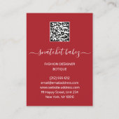 Mode Floral Burgundy Red Logo QR Stylist Body Visitekaartje (Achterkant)