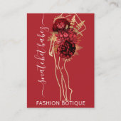 Mode Floral Burgundy Red Logo QR Stylist Body Visitekaartje (Voorkant)