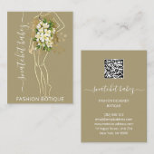 Mode Floral Green Logo QR Stylist Body Visitekaartje (Voorkant / Achterkant)
