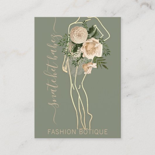 Mode Floral Logo QR Stylist Body Boutique Visitekaartje (Voorkant)
