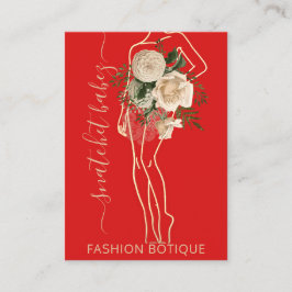 Mode Floral Red Logo QR Stylist Body Visitekaartje