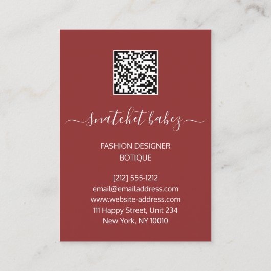 Mode Floral Roos Gold Logo QR Stylist Body Visitekaartje (Achterkant)