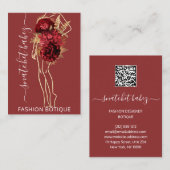 Mode Floral Roos Gold Logo QR Stylist Body Visitekaartje (Voorkant / Achterkant)