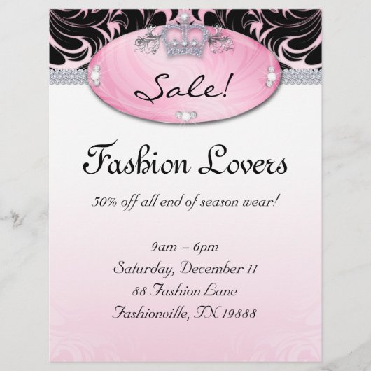 Mode Flyer Hair Salon Jewelry Crown Pink (Voorkant)