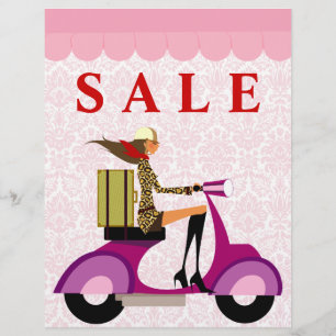 Mode Flyer Scooter Vrouw Roze Damast