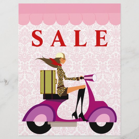 Mode Flyer Scooter Vrouw Roze Damast (Voorkant)