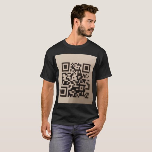 mode-forward T-shirt met scannbare QR-code. (Voorkant volledig)