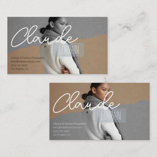 Mode fotograaf Volledige foto achtergrond Visitekaartje (Voorkant / Achterkant)