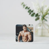 Mode Fotografie Moderne Volledige Foto QR Code Vierkante Visitekaartje (Staand voorkant)