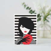 Mode franse stijlvolle mode illustratie briefkaart (Staand voorkant)