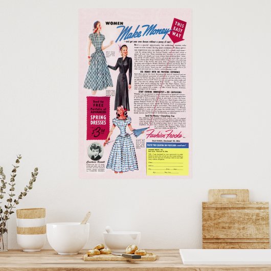 Mode Frocks Ad vanaf 1949 Poster (Keuken)