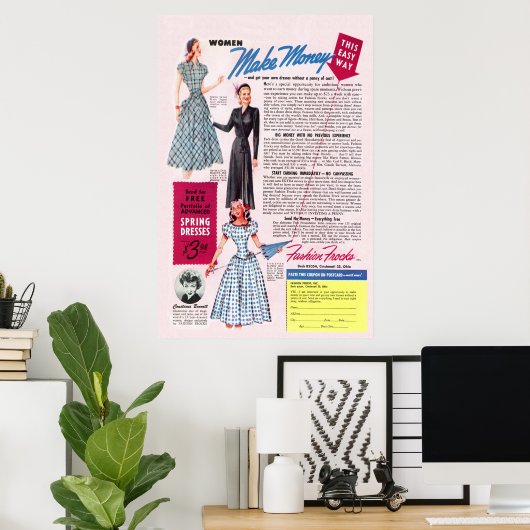 Mode Frocks Ad vanaf 1949 Poster (Thuiskantoor)