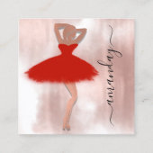 Mode Gebeurtenis Winkelen Roos Rode Dress QR Code  Vierkante Visitekaartje (Voorkant)