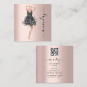 Mode Gebeurtenis Winkelen Roos Zwarte Dress QR-cod Vierkante Visitekaartje (Voorkant / Achterkant)