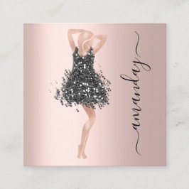 Mode Gebeurtenis Winkelen Roos Zwarte Dress QR-cod Vierkante Visitekaartje