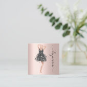 Mode Gebeurtenis Winkelen Roos Zwarte Dress QR-cod Vierkante Visitekaartje (Staand voorkant)