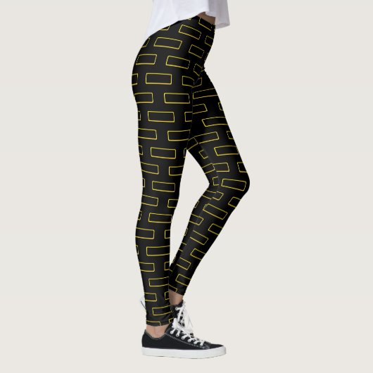 Mode Geel Rechthoek Patroon Leggings (Rechts)