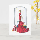 Mode geïllustreerd kerstkaartje "Noord-Star" Kaart (Gele Bloem)