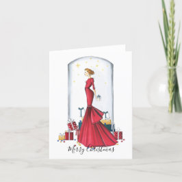 Mode geïllustreerde kerstkaart feestdagen kaart