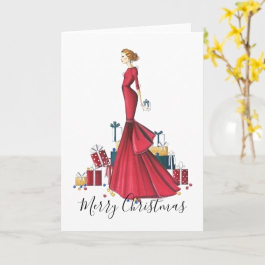 Mode Geschetst Kerstmis "Een Kerstverhaal" Kaart (Gele Bloem)