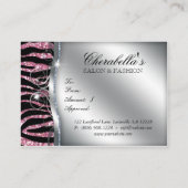 Mode Gift Kaart Salon Zebra Glitter Black Pink Kortingskaartje (Achterkant)