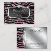 Mode Gift Kaart Salon Zebra Glitter Black Pink Kortingskaartje (Voorkant / Achterkant)