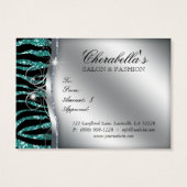 Mode Gift Kaart Salon Zebra Glitter Silver Blauwgr (Achterkant)