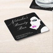 Mode Girl Black Pink Beauty Bar Kartonnen Onderzetters (Schuin)