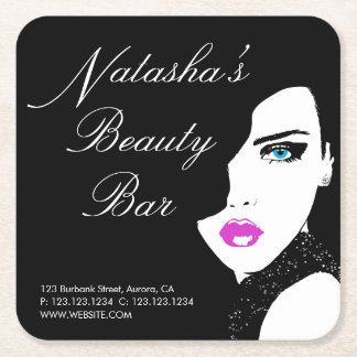 Mode Girl Black Pink Beauty Bar Kartonnen Onderzetters