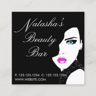 Mode Girl Black Pink Beauty Bar Vierkante Visitekaartje