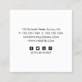 Mode Girl Black Pink Beauty Bar Vierkante Visitekaartje (Achterkant)