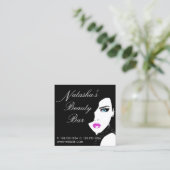 Mode Girl Black Pink Beauty Bar Vierkante Visitekaartje (Staand voorkant)