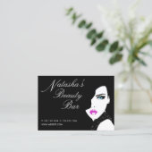 Mode Girl Black Pink Beauty Bar Visitekaartje (Staand voorkant)