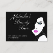 Mode Girl Black Pink Beauty Bar Visitekaartje (Voorkant)