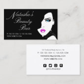 Mode Girl Black Pink Beauty Bar Visitekaartje (Voorkant / Achterkant)