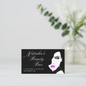 Mode Girl Black Pink Beauty Bar Visitekaartje (Staand voorkant)