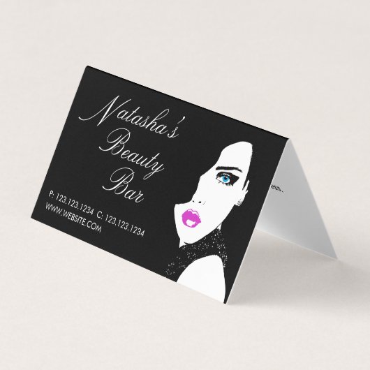 Mode Girl Black Pink Beauty Bar Visitekaartje (Voorkant)