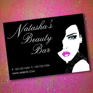 Mode Girl Black Pink Beauty Bar Visitekaartje