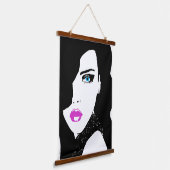 Mode Girl Black Pink Blue Hangend Wandkleed (Gebogen)