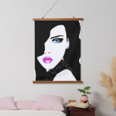 Mode Girl Black Pink Blue Hangend Wandkleed (Slaapkamer)