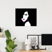 Mode Girl Black Pink Blue Poster (Thuiskantoor)