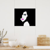 Mode Girl Black Pink Blue Poster (Keuken)