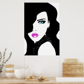 Mode Girl Black Pink Blue Poster (Keuken)