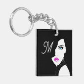 Mode Girl Black Pink Blue Sleutelhanger (Voorkant Links)