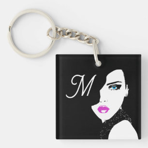 Mode Girl Black Pink Blue Sleutelhanger