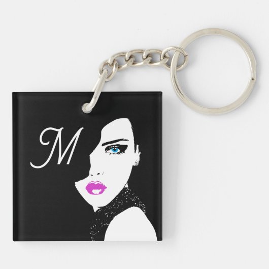 Mode Girl Black Pink Blue Sleutelhanger (Achterkant)