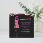 Mode Girl Dress Lights Bachelorette Invite Kaart (Staand voorkant)