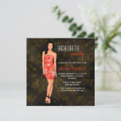 Mode Girl Dress Lights Bachelorette Invite Kaart (Staand voorkant)